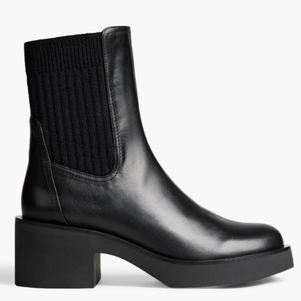 STUART WEITZMAN Gotham ribbed-knit and leather platform Chelsea Boot sz.10